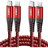 iPhone Fast Charger Cable [MFi Certified] USBC Lightning Cable 6FT, 2 Pack | Durable Nylon Braided Apple Charging Cord for iPhone 14 13 12 11 X XS XR SE 8 7 6, iPad Pro, Air, mini, iPod, AirPods - Red