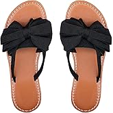 GORGLITTER Women's Leopard Print Bow Flat Sandals Slip On Open Toe Flip Flops Slide Sandal