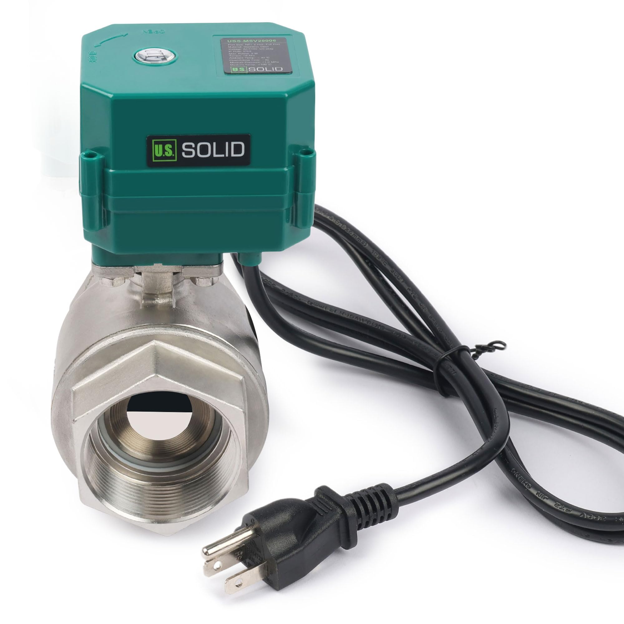 Photo 1 of U.S. Solid 2" Motorized Ball Valve with US Plug 110VAC Stainless Steel Electrical Ball Valve,Auto Return, Normally Closed, IP65