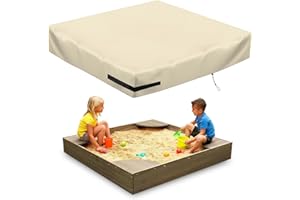 MRWIZMS Sandbox Cover, Lid-48in, 420D Waterproof Duty Khaki Sandbox with Cover, Square Sandboxes Sandpit Cover Suitable for Children's Sandbox Protection