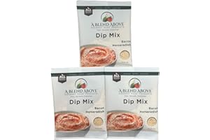 A BLEND ABOVE GOURMET FOOD PRODUCTS A Blend Above Bacon Horseradish Dip Mix, 1oz (3 Pack), Gluten-Free, No MSG, All Natural, No Preservatives, Vegetable Dip, Keto Friendly, Low Carb, Easy to Make