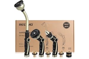 RESTMO Garden Watering Combo, Heavy Duty Hose Sprayer | Metal Hose Wand | High Pressure Hose Nozzle, Thumb Flow Control, Quic