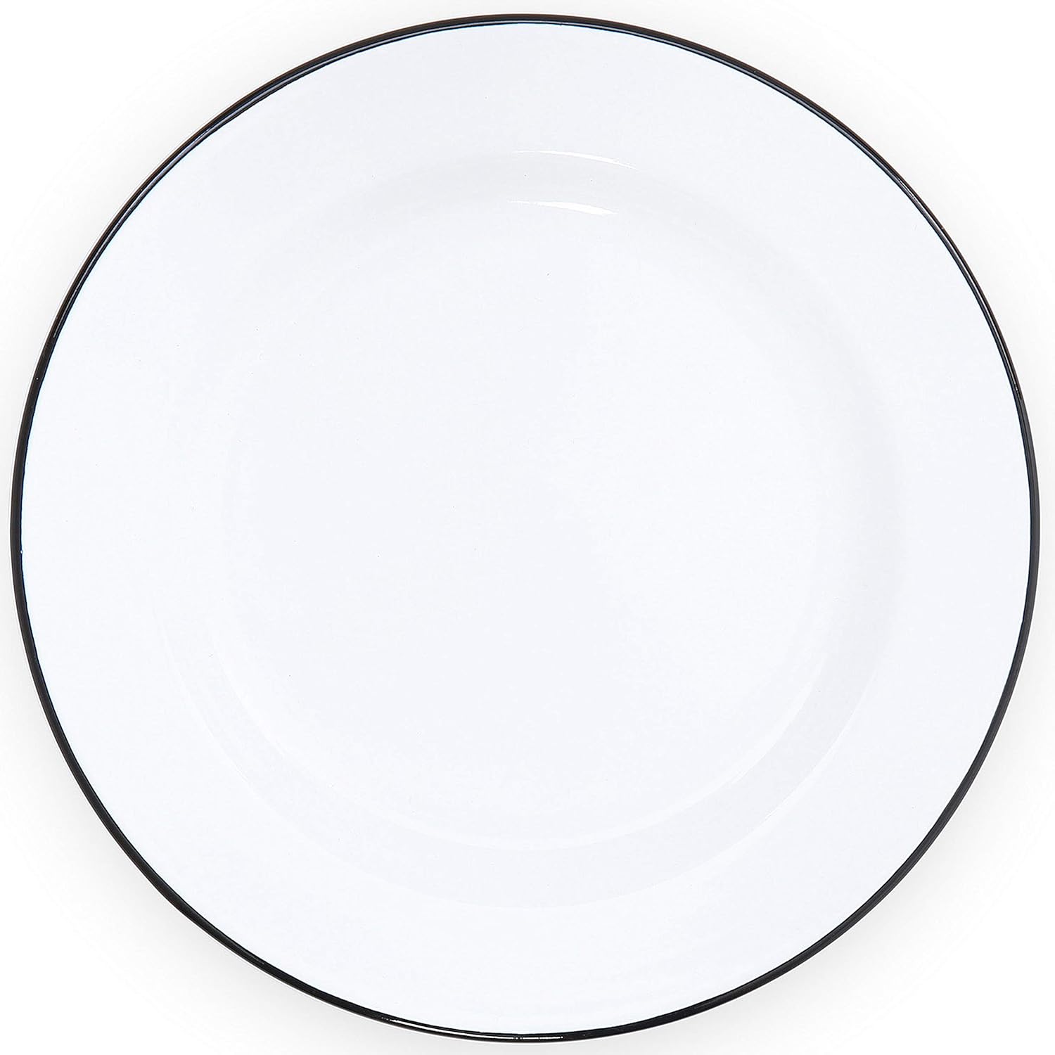 Enamelware Dinner Plate, 10.25 inch, Vintage White/Black