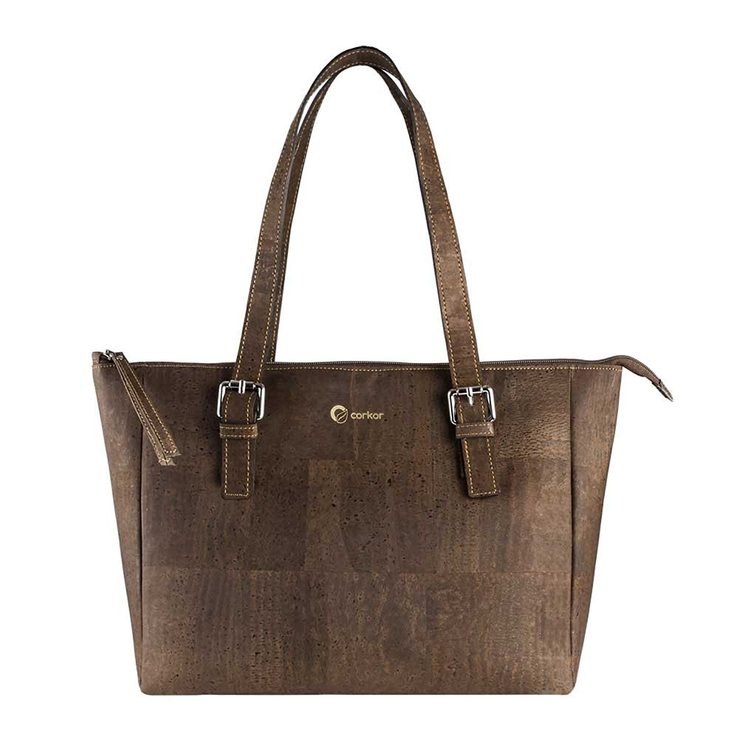 Corkor Cork Purse Vegan Handbag for Women | Cruelty Free Satchel Non Leather | Roomy Bag Brown Color