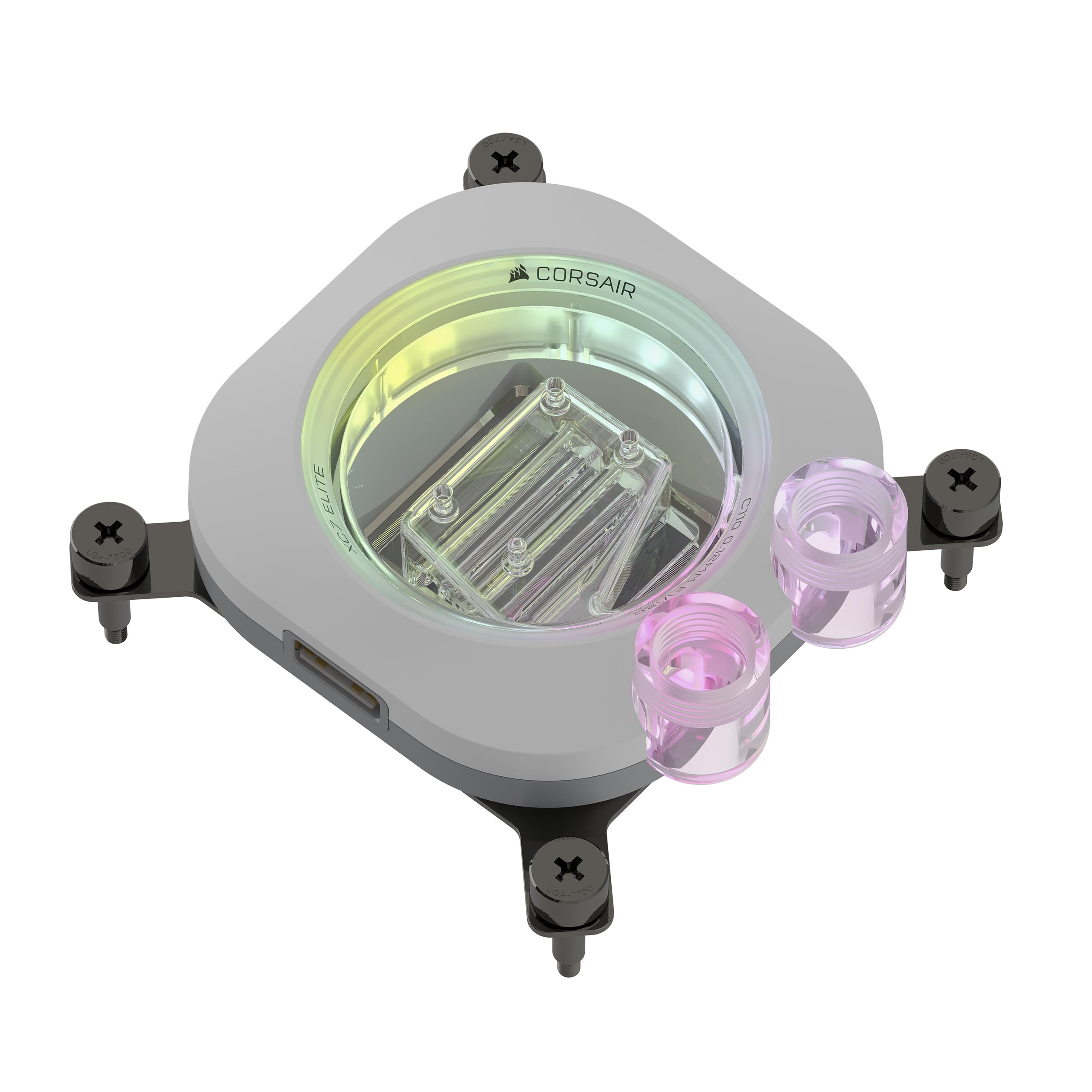 Corsair iCUE LINK XC7 RGB ELITE CPU Water Block - Transparent Flow Chamber - 24 RGB LEDs - Fits Intel® LGA 1700, AMD® AM5 and older - White