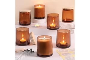 DARJEN 12 Pack Amber Candle Jars for Making Candles- 9 OZ Empty Glass Candle Making Jars with Making Kits, Candle Making Supplies Candle Containers for Home DIY & GIFS