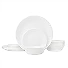 Corelle Livingware 18-Piece Glass Dinnerware Set, Winter Frost White, Service for 6