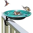 Figatia Deck Mounted Bird Bath Balcony Railing Birdbath Weather Resistant Easy To Clean Patio With Adjustable Steel Clamp Bird Feeder Scarlet