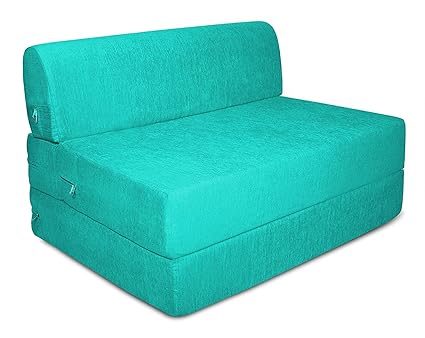 Aart Store Fold Out One Seater Sofa Cum Bed 3x6 Ft Sky Blue