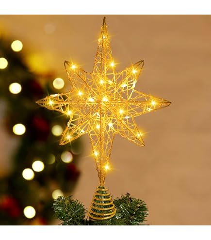 star treeです Amazon.com: Brizled 9.5” Christmas Star Tree Topper, Gold