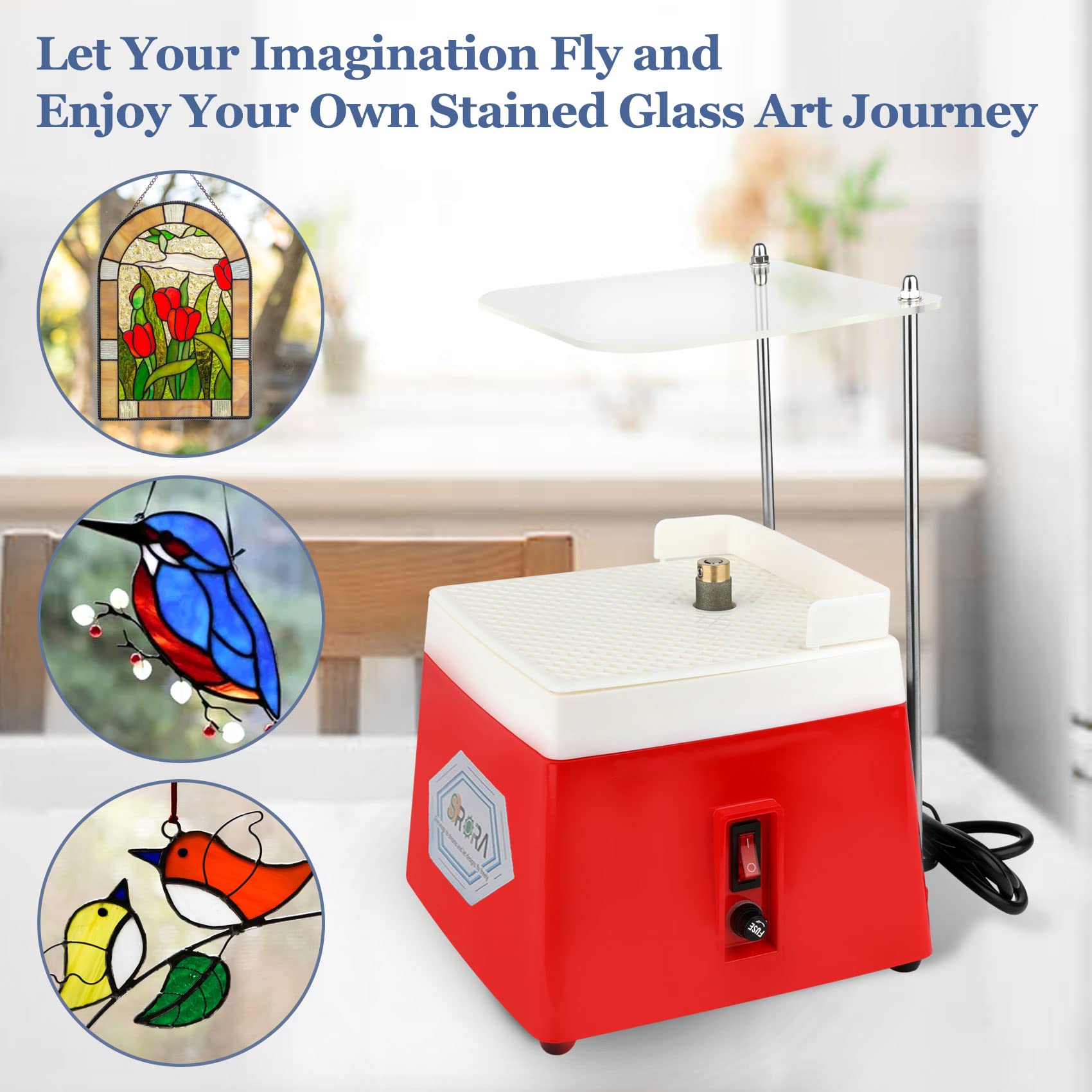 Stained Glass Grinder,4200r/min Mini DIY Grinding Tool, 110V 65W Portable Glass Grinder Kit with 5/8