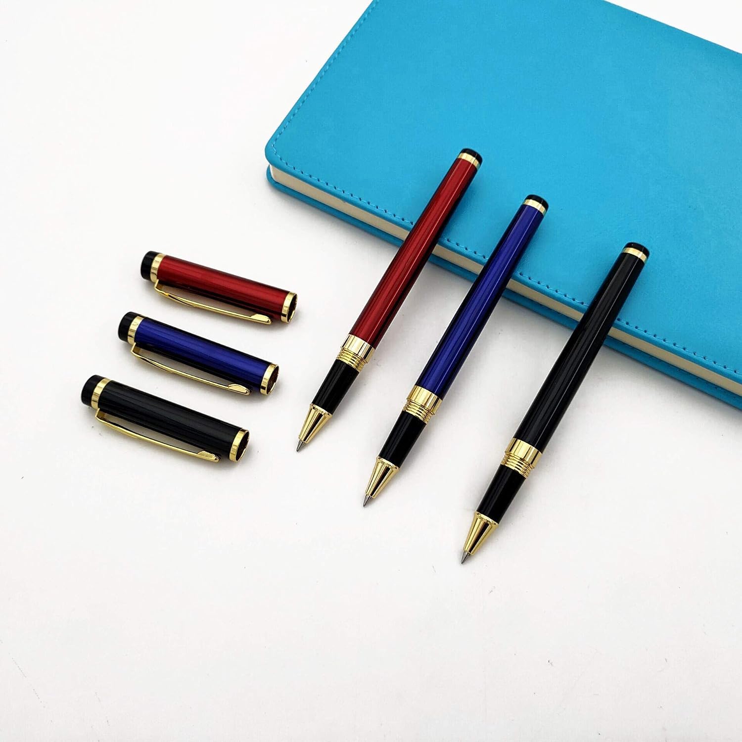 Accod Metal Ballpoint Pen Business Rollerball Pen Signature Pen with Two 0.5MM Black Universal Pen Refills,Gift Pen for Colleagues and Family,Gift Boxed (Black) - Image 3