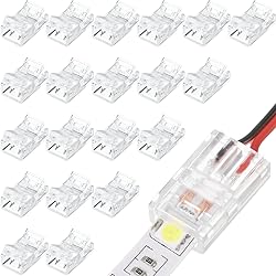 Flutesan 20 Pcs 2 Pin 10 mm LED Strip Connector RGB
