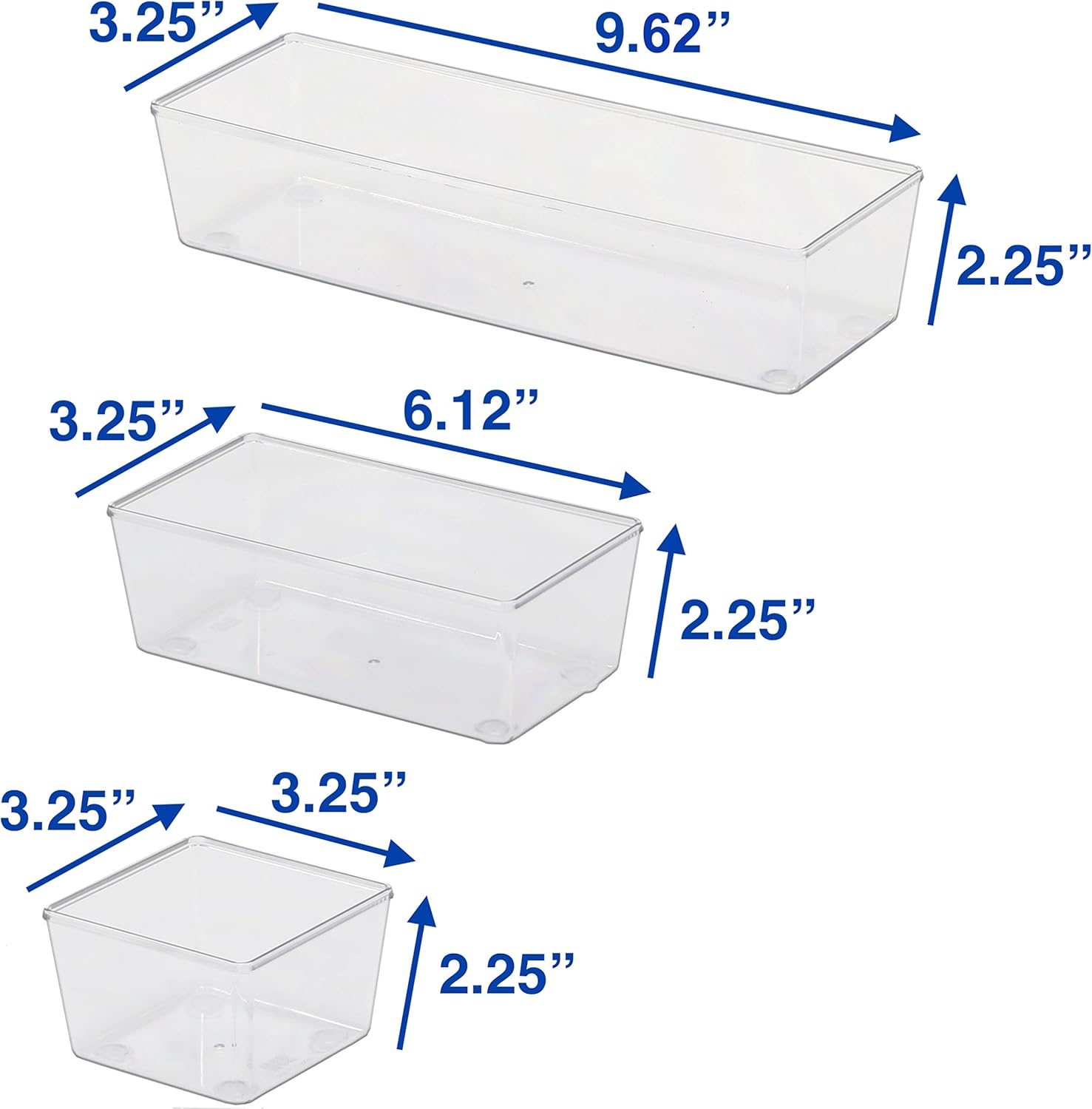 6 Pack - Simple Houseware Clear Plastic Desk Drawer Organizers: Home Improvement
