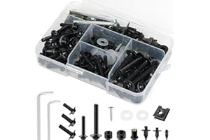 YALTIES Motorcycle Fairing Bolt Kit, 195Pcs Stainless Steel M5 M6 Windscreen Screws Fastener Clips Universal Fit For Motorcycle Sportbike GSXR Honda Kawasaki BMW Ducati Suzuki Yamaha, Black