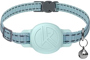 Kitty Kompass Tile Sticker Holder Cat Tracking Collar (2022) - Breakaway, Reflective Kitten Collar with Tile Sticker Holder and Bell for Girl Boy Cats (Blue)