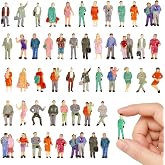 Hiawbon 1:87 HO 50 Pcs Mini People Figurines Miniature People Figurines | Tiny People Figurines Tiny Sitting Standing Model Train Park Street Figures for Miniature Scenes