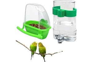 NOBGUM 2Pcs Bird Water Dispenser, Parakeet Water Feeder for Cage, Plastic Bird Food Feeder Drinker Cage Accessories for Parakeet Budgies Cockatiel Lovebird