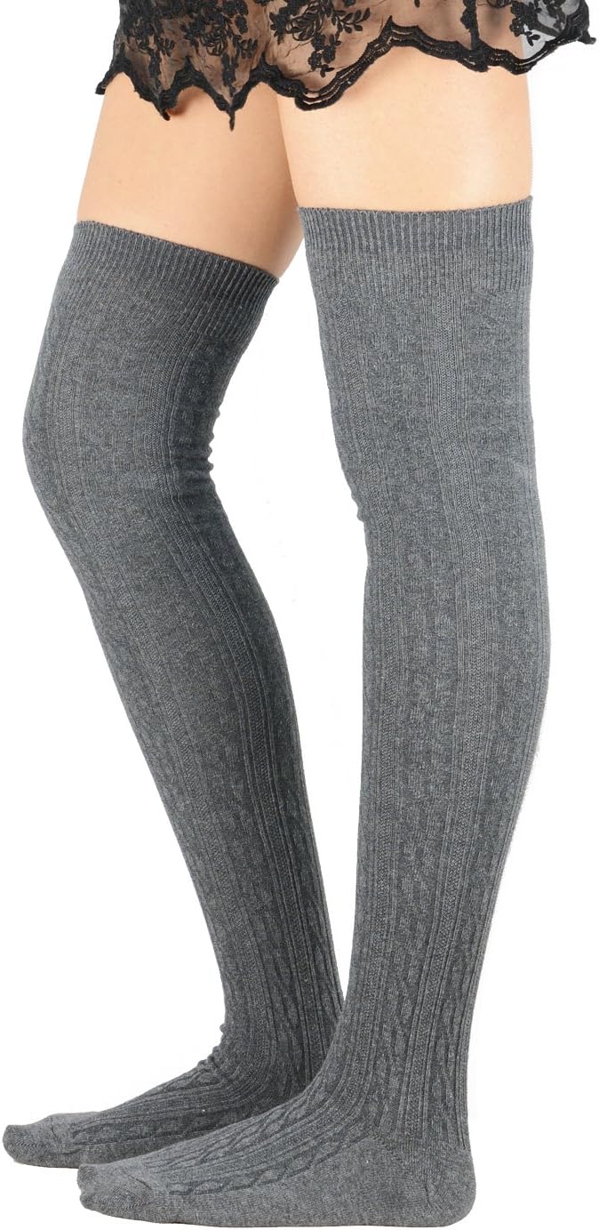 Azue Knit 8 Floral Long Thigh High Stocking Fashion Soft Above Over Knee Socks for Women Girls
