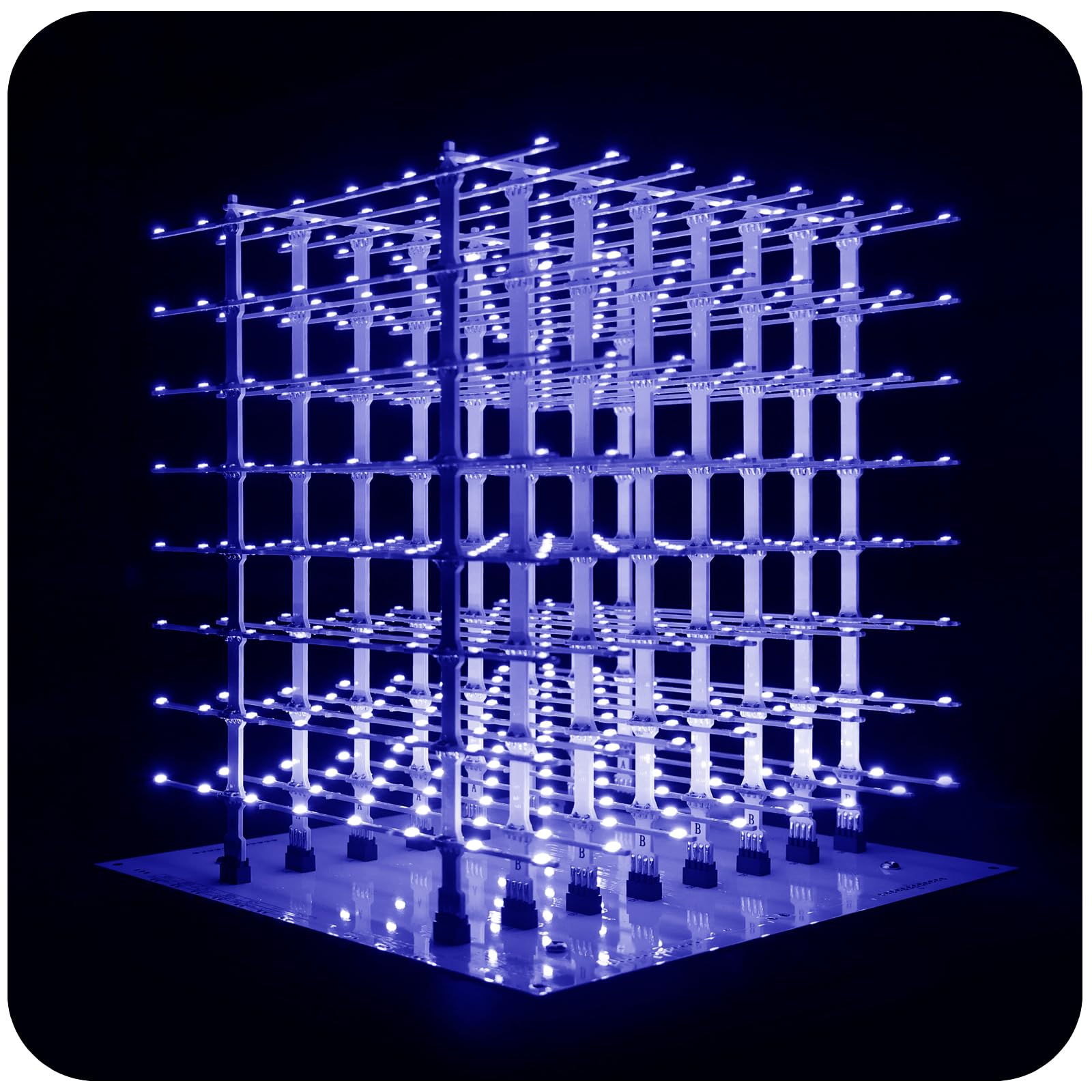 iCubeSmart 8x8x8 3D Led Cube Kit DIY Electronic Kits Teenagers Learning Soldering Project Kit with 3D Editing Software [3D8P-BLUE]