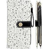 Farcauo Black Cat Pattern Wallet for Women and Ladies Long Leather Coin Purse with Cute Kawaii Design Minimalist Credit Card Holder and ID Window Travel Cash Wallet for Ladies