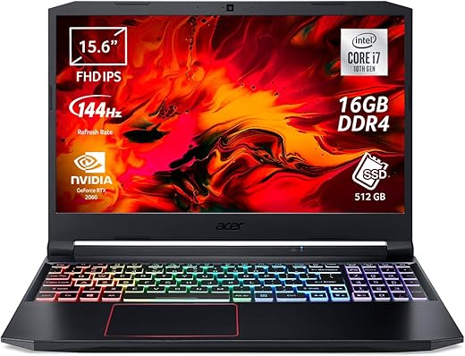 Acer Nitro 5 AN515-55-7153 Notebook Gaming con Processore Intel Core i7-10750H, Ram 16 GB, 512 GB PCIe NVMe SSD, Display 15.6" FHD IPS 144 Hz LED LCD, NVIDIA GeForce RTX 2060 6 GB, Windows 10 Home