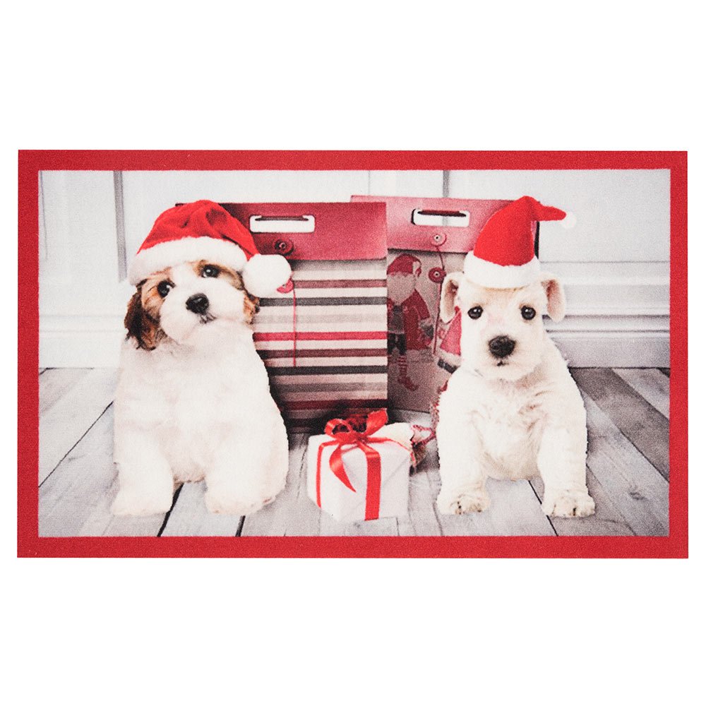 HANSE Home Doormat 103043 Christmas Dogs I, POLYAMIDE, Red, 45 x 75 x 0.7 cm