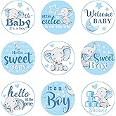 Gersoniel 504 Pieces Baby Elephant Stickers Candy Labels Elephant Kisses Sticker Chocolate Mini Decorations for Sweet Girl Boy Baby Shower Birthday Party Supplies(Blue)