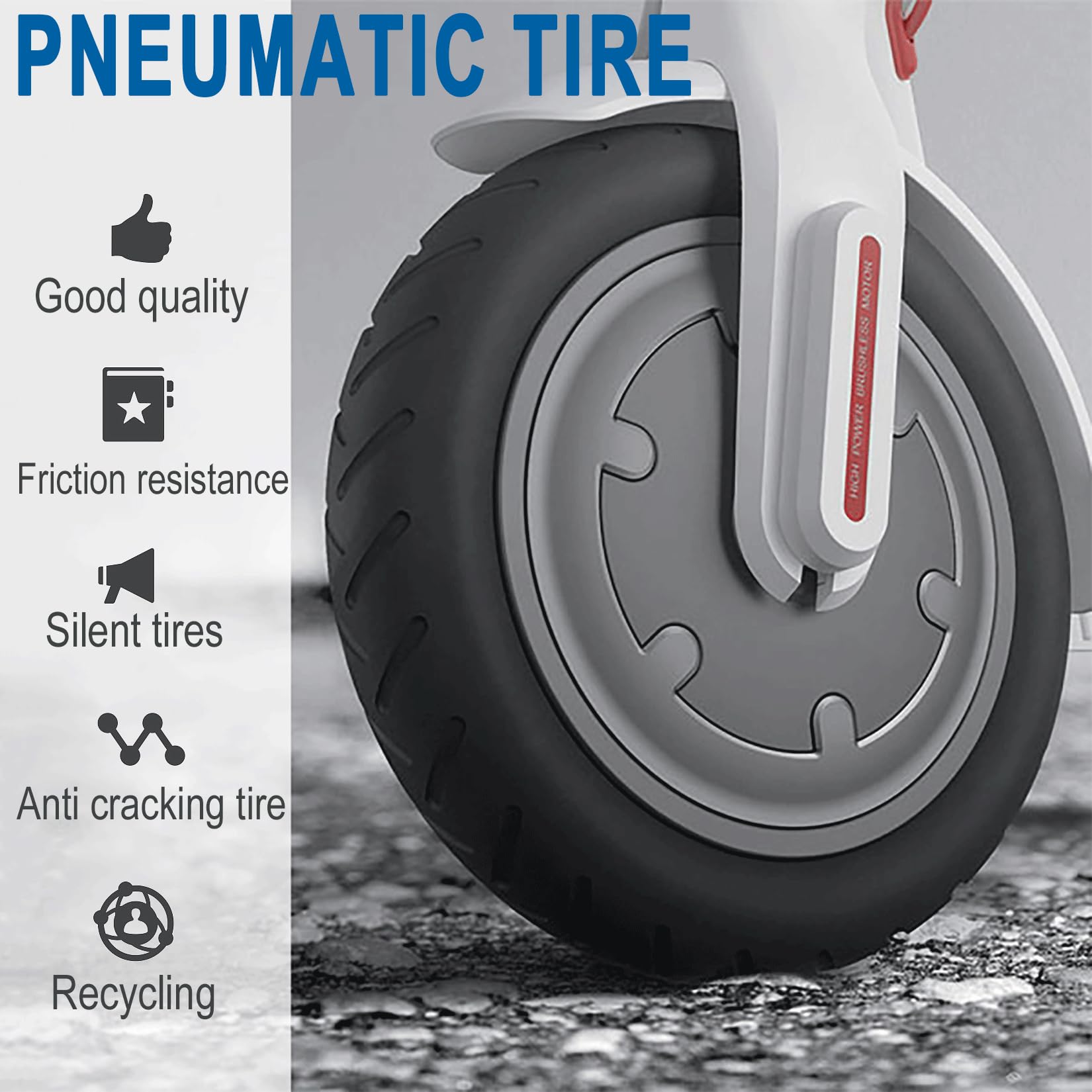 GLDYTIMES 8.5 Inch Scooter Tire, 50/75-6.1 Inner Tube Tire for Gotrax GXL V2 XR Apex XL Rival Hiboy S2 Hover 1 iScooter Electric Scooter Replacement Wheels, 8.5 '' 8 1/2x2 Front Rear Pneumatic Tyre