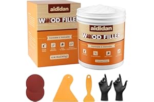 AIDIDAN Wood Filler, Wood Repair Kit, 16 Ounce Paintable & Stainable Wood Putty Filler, Wood Scratch Cracks Holes Repair Furniture, Exterior Wood Filler Water Resistant, Wood Putty (White)
