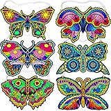 Fuzzy Velvet Hanging Butterflies 6-Pack (Beautiful Coloring Designs)