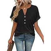 EyMuse Womens Summer Tops Spring Short Sleeve V Neck True Classic T Shirt Casual Cute Fashion Beach Vacation Clothes 2026