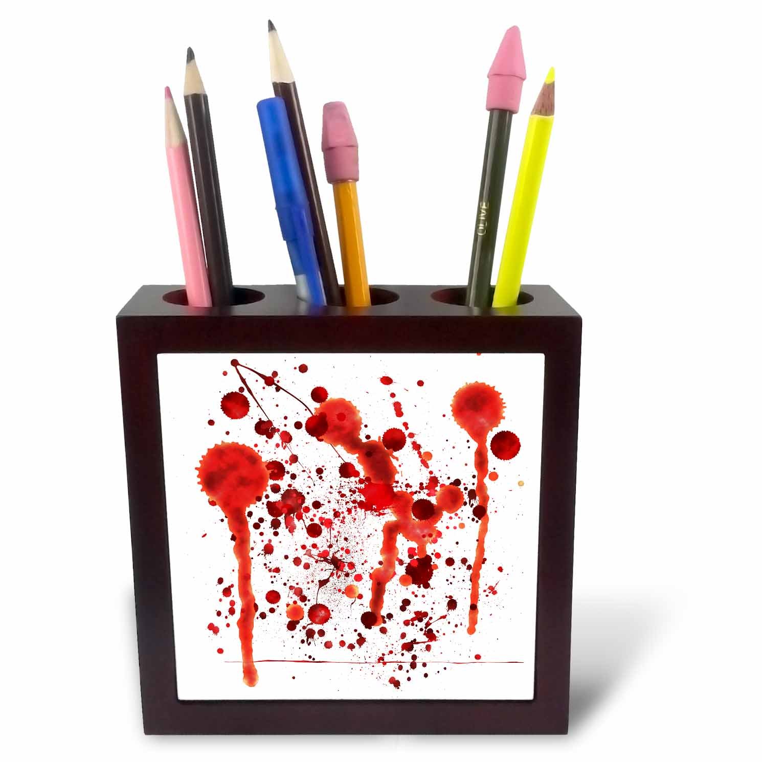3dRose ph_128254_1 5-Inch "Fake Blood Splatters" Tile Pen Holder