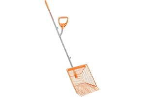 ERGIESHOVEL ERG-MCKS22 22 Tine, Scoop, 54 in Steel Shaft w/Auto Sifting Fork Basket Muck Rake, Gray/Orange