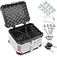 Yunnergo Black Silver Motorcycle Top Case 45L 65L Aluminum Motorcycle Trunk Motorcycle Tail Box with Lock and Dual Keys (Silver,45L)