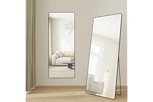 SONGMICS Full Length Mirror, 165 x 60 cm, Rectangle Full Body Floor Mirror with Stand, Aluminum Alloy Frame, Tempered Glass, 