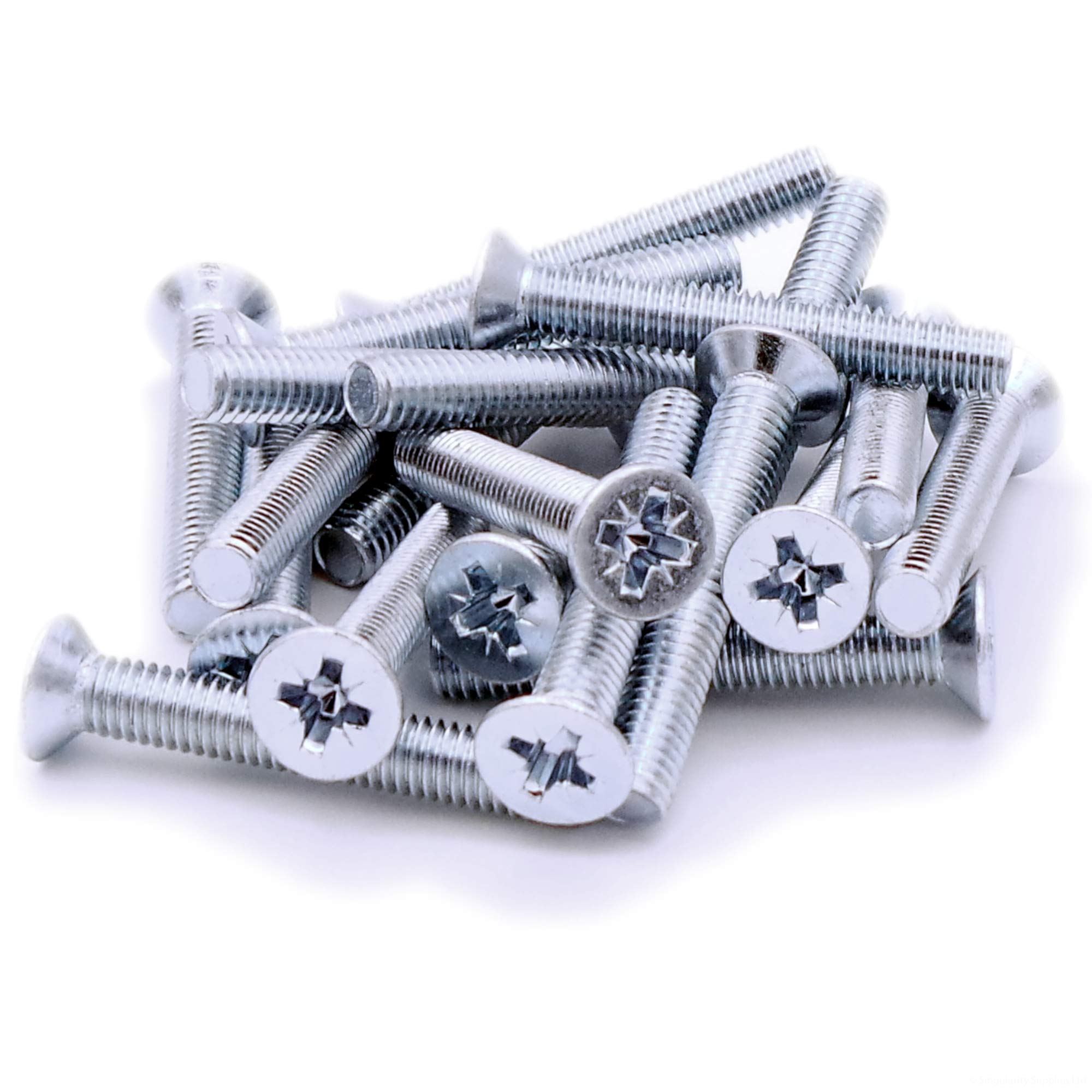 M6 (6mm x 35mm) Pozi Countersunk Machine Screw (Bolt) - Steel (Pack of 20)