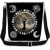 LiuenMgg Tree of Life Print Canvas Crossbody Bag, Adjustable Strap Lightweight Purse with Top Zipper & Inner Pocket, Daily Shoulder Bag Gift for Women -3