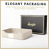 SANZIE Luxury Leather Tray with Metal 8.4x5.7x2 Inches Grey view 4