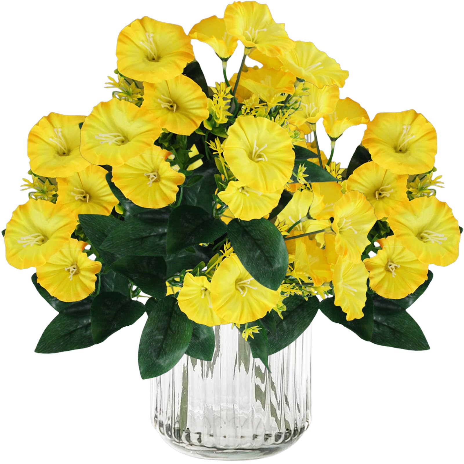 astylishome Artificial Flowers for Outdoor Simulated Morning Glory Suitable for Home Garden Decoration Dining Table Bedroom Kitchen Decoration Bouquets Yellow 0712
