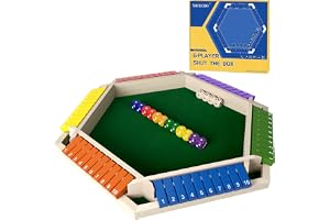 1-6 Players Shut The Box Dice Game, Wooden Board Table Math Game with 16 Dice, Classics Tabletop Version Games for Kids Adult