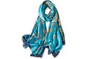 vimate 100% Large Silk Feeling Scarf-Women's Fashion Long Mulberry Silk Satin Neck Scarf Sunscreen Shawl Wrap Headscarf