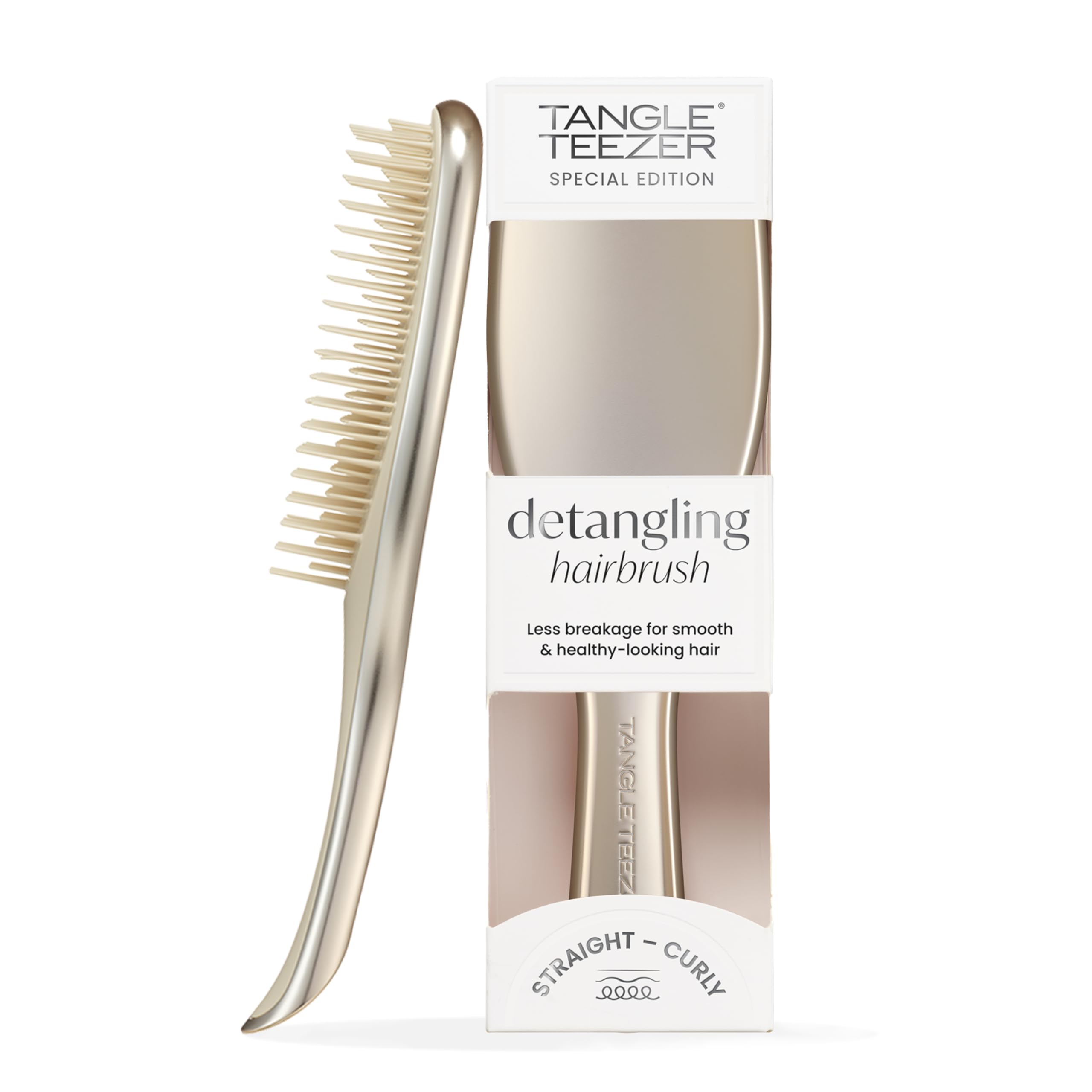 Tangle Teezer Ultimate Detangler Hairbrush - For Wet & Dry Hair - Detangling Brush For All Hair Types - Two-Tiered Teeth Reduce Breakage & Eliminate Knots - Champagne Gold Chrome Finish