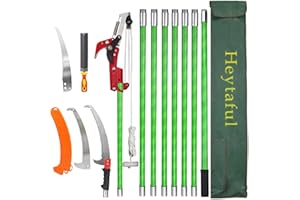 Heytaful 26 Feet Tree Pole Pruner Manual Pole Saw Branches Trimmer Long Handle Tree Pole Saw (Green)