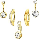 UBGICIG 14G Dangle Belly Button Rings for Women - 316L Surgical Steel Belly Button Rings Teardrop Opal CZ Clicker Belly Piercing Jewelry