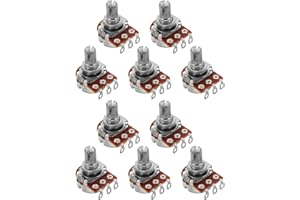 Veemoon 10pcs A250k Solid Shaft Guitar Potentiometers 250k Audio Taper Volume Control Pots 15mm Shaft Length