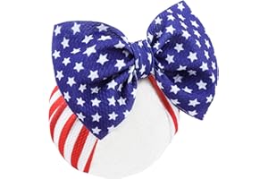 YanJie 4th of July Baby Nylon Headbands, Red Blue White Star Hair Accessories with Big Bows for Newborns, Infants, and Toddler Girls (America Flag)