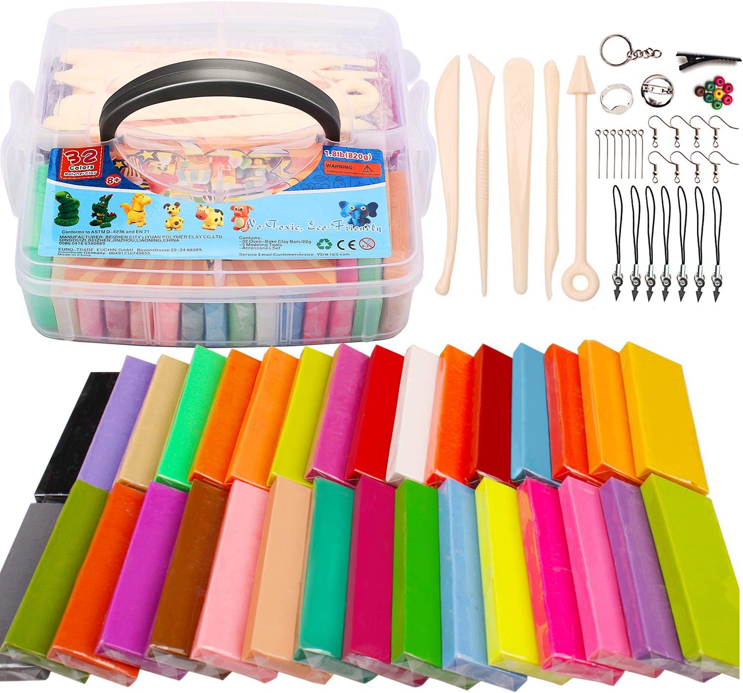 QMAY Modeling Clay & Dough Magic Clay Creative Art DIY Crafts, Gift for Kid(32Colors A)