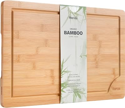 Harcas Premium Organic Bamboo Chopping Board Extra Large 45x30x2 cm