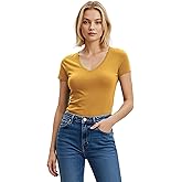 Emmalise Women's Short Sleeve T Shirt V Neck Tee Junior and Plus Sizes